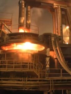 UHP graphite electrode in DC electric arc furnace