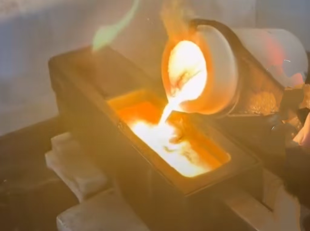 melting gold in a crucible